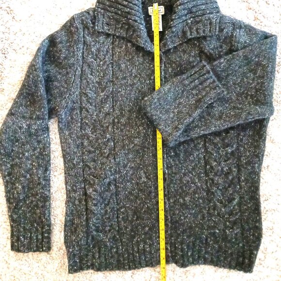 LL Bean Wool Blend Button Up Turtle Neck Cardigan Sweater Fishermen Womens Small - Picture 7 of 7